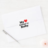 Sticker Rond Mon coeur appartient à Ruby (Enveloppe)