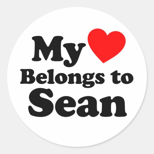 Sticker Rond Mon coeur appartient à Sean (Devant)