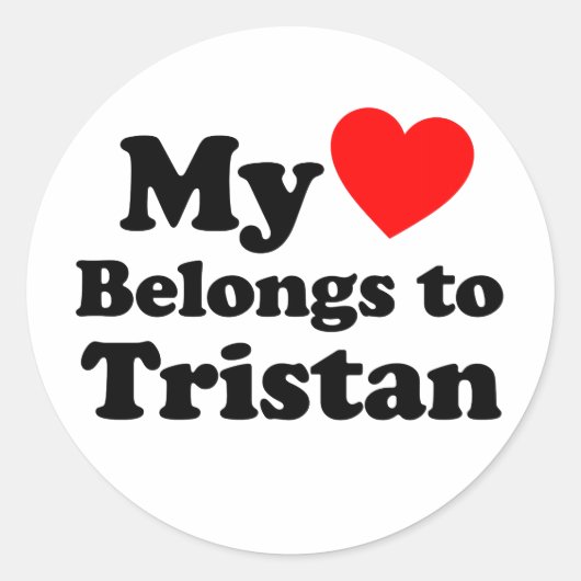 Sticker Rond Mon coeur appartient à Tristan (Devant)
