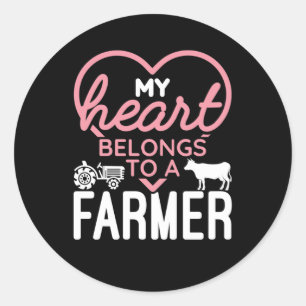 Sticker Rond Mon coeur appartient à un agriculteur