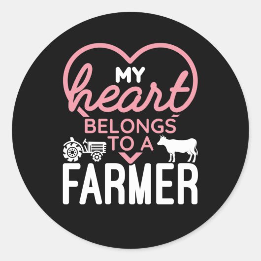 Sticker Rond Mon coeur appartient à un agriculteur (Devant)