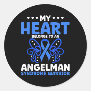 Sticker Rond Mon Coeur Appartient À Un Guerrier Du Syndrome D'A