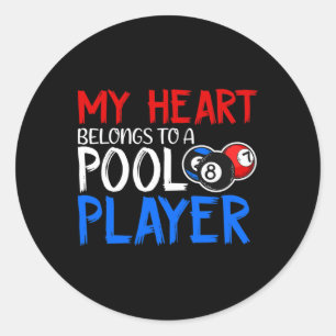 Sticker Rond Mon Coeur Appartient À Un Lecteur De Billard