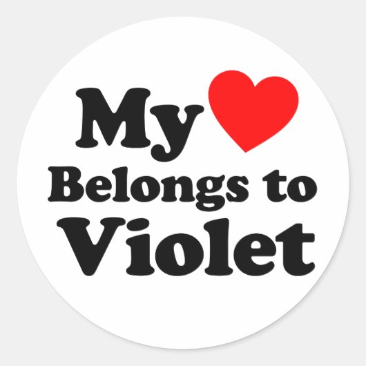 Sticker Rond Mon coeur appartient à Violet (Devant)