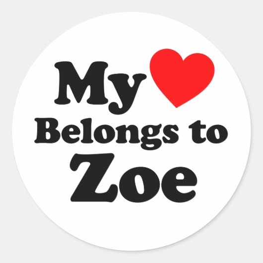 Sticker Rond Mon coeur appartient à Zoe (Devant)
