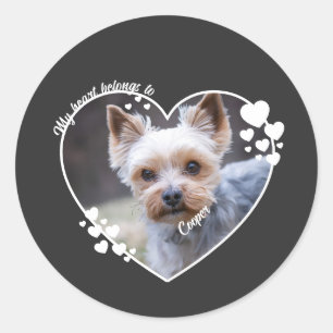 Sticker Rond Mon cœur appartient au T-Shirt personnalisé pour c