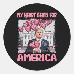Sticker Rond Mon cœur bat pour la Saint-Valentin Trump America