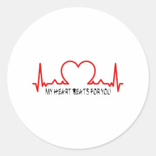 Sticker Rond Mon coeur bat pour vous !