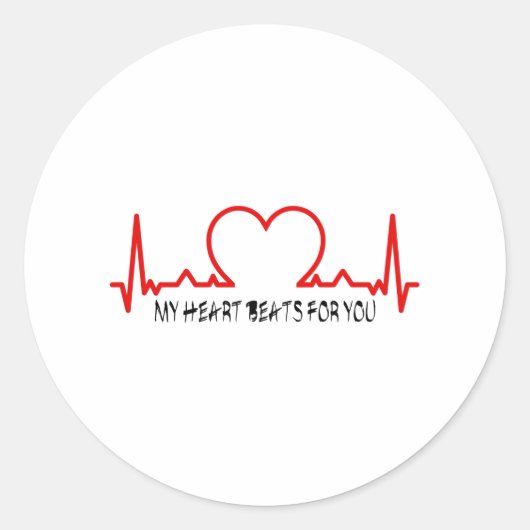 Sticker Rond Mon coeur bat pour vous ! (Devant)