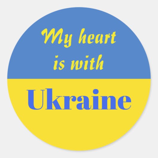 Sticker Rond Mon coeur est avec l'Ukraine (Devant)