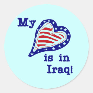 Sticker Rond Mon coeur est en Irak Tshirts et cadeaux