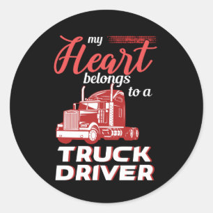 Sticker Rond Mon Coeur Est Longs Pour Un Chauffeur De Camion