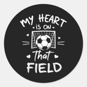 Sticker Rond Mon cœur est sur ce terrain Maillot de maman fan d