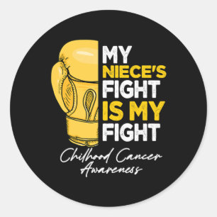 Sticker Rond Mon combat de nièce est mon combat contre le cance