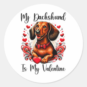 Sticker Rond Mon Dachshund Est Mes Amateurs De Dachshund Valent