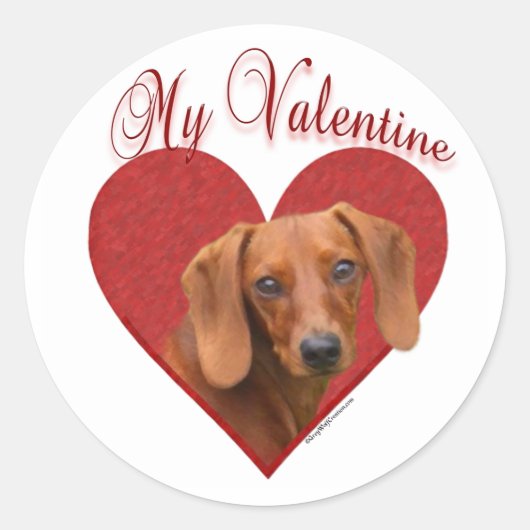 Sticker Rond Mon Dachshund Valentine (Devant)