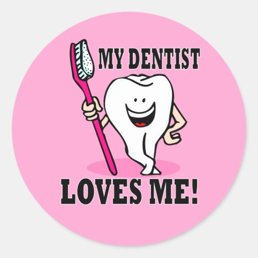 Sticker Rond Mon dentiste m'aime (Devant)