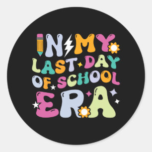 Sticker Rond Mon Dernier Jour De L'Ère Scolaire Enfants Enseign