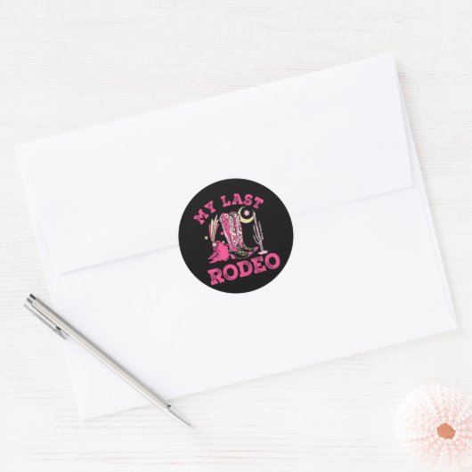 Sticker Rond Mon Dernier Rodeo Bride Squad Bridal Party Western (Enveloppe)
