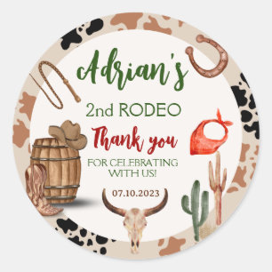 Sticker Rond Mon deuxième Rodeo Party Cowboy Anniversaire