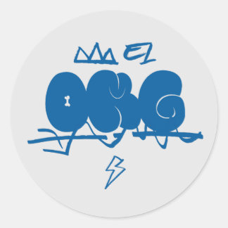 Sticker Rond mon dieu, chien mignon, chat bleu