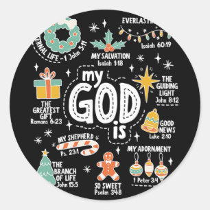 Sticker Rond Mon Dieu est Noël Jésus est la raison Foi Chri