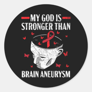 Sticker Rond Mon Dieu Est Plus Fort Que L'Aneurysme Du Cerveau