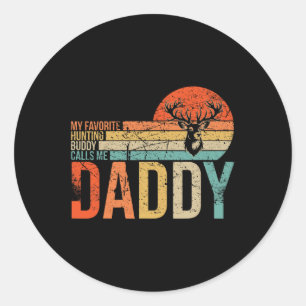 Sticker Rond Mon Épouse De Chasse Favorite M'Appelle Papa Love 