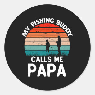 Sticker Rond Mon Époux De Pêche M'Appelle Papa Retro Vintage Gr