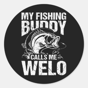 Sticker Rond Mon Époux De Pêche M'Appelle Welo Fête des pères F
