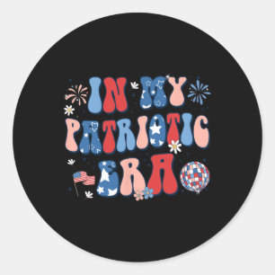 Sticker Rond Mon ère patriotique Retro 4 juillet Quatrième Fill