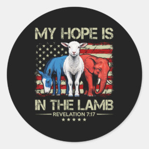 Sticker Rond Mon Espoir Est Dans L'Âne Éléphant Agneau Usa Drôl