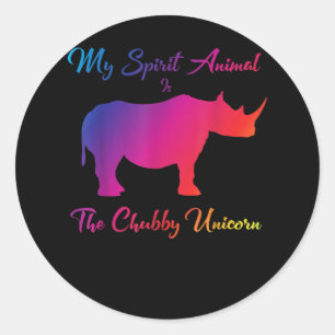 Sticker Rond Mon esprit animal le Chubby Unicorn adorable Rhino