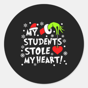 Sticker Rond Mon Étudiant Stole Mon Coeur Noël Noël Enseignant