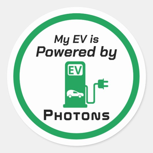 Sticker Rond Mon EV est alimenté par des photons (Devant)
