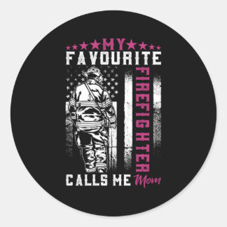 Sticker Rond Mon Favori Pompier M'Appelle La Fête De La Mère De