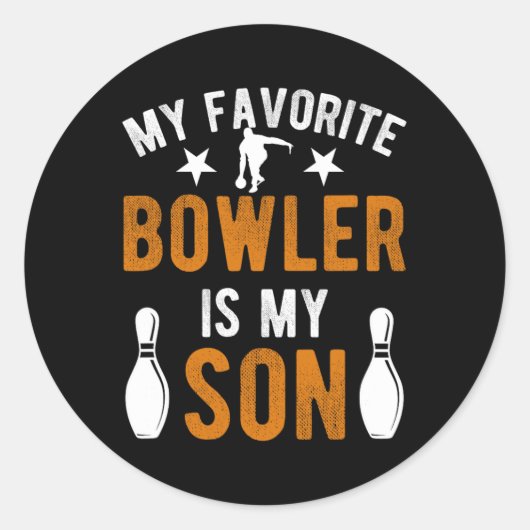 Sticker Rond Mon Fils Bowling Papa D'Un Papa Bowler Bowling Pèr (Devant)