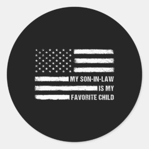 Sticker Rond Mon Fils En Droit Est Mon Enfant Favori Drapeau Am