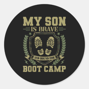 Sticker Rond Mon fils est courageux et part pour le camp d'entr