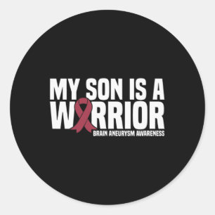 Sticker Rond Mon fils est un guerrier Cerveau Aneurysme sensibi