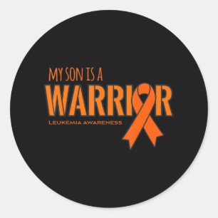 Sticker Rond Mon fils est un guerrier Leucémie Cancer Sensibili
