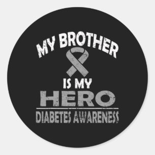 Sticker Rond Mon Frère Est Mon Héros Sensibilisation Au Diabète