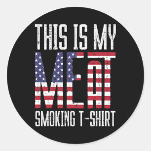 Sticker Rond Mon Grill De Viande Nous Sert Drapeau Bbq Byrbecue