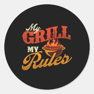 Sticker Rond Mon Grill Mes Règles - Pitmaster Byrbecue Grilling
