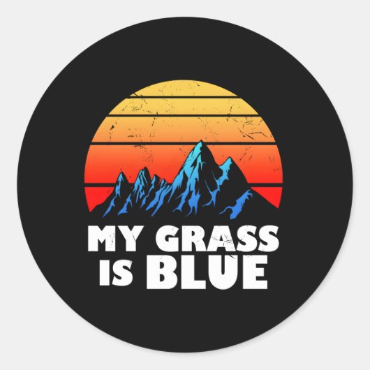 Sticker Rond Mon Gris Est Bleu Bluegrass Musique (Devant)