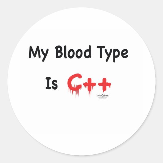 Sticker Rond Mon groupe sanguin est c++ (Devant)