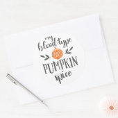 Sticker Rond Mon groupe sanguin est épice Citrouille (Enveloppe)