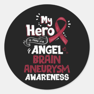 Sticker Rond Mon Héros Est Maintenant Mon Ange Cerveau Aneurie