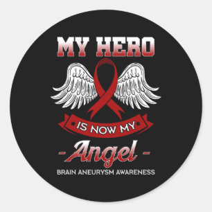 Sticker Rond Mon Héros Est Maintenant Mon Ange Cerveau Aneurie