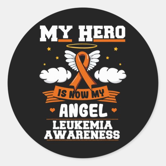 Sticker Rond Mon Héros Est Maintenant Mon Angel Leukemia Green  (Devant)